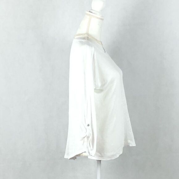 Sz S Adrienne Vittadini 100% Linen White Top - Picture 2 of 7
